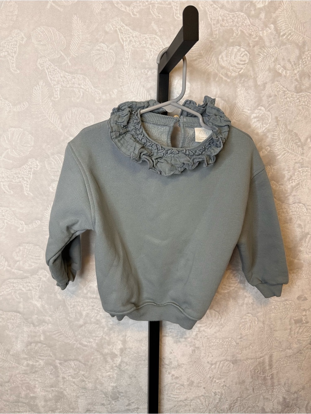 Zara Ruffled Mock Collar Sweatshirt - Sage
